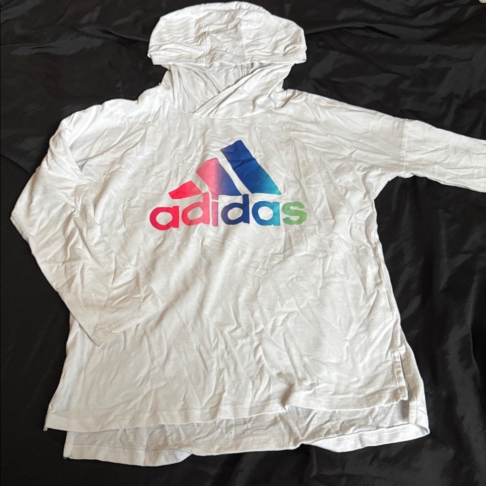 Adidas White Hoodie with Vibrant Logo